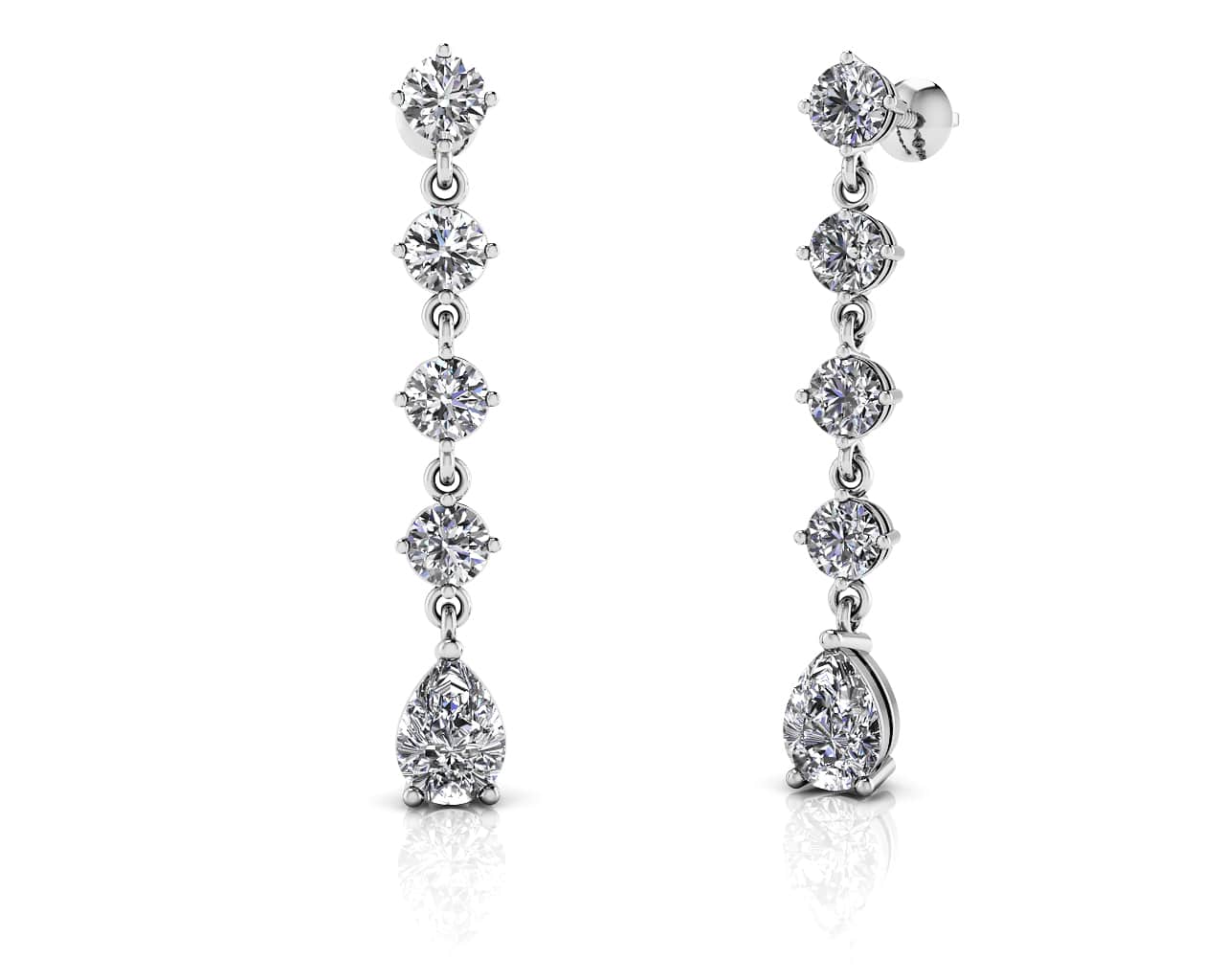 Brilliant Round And Pear Drop Diamond Earrings Diamond with 2.68 ct.(finished) 7x5mm, 3.8mm